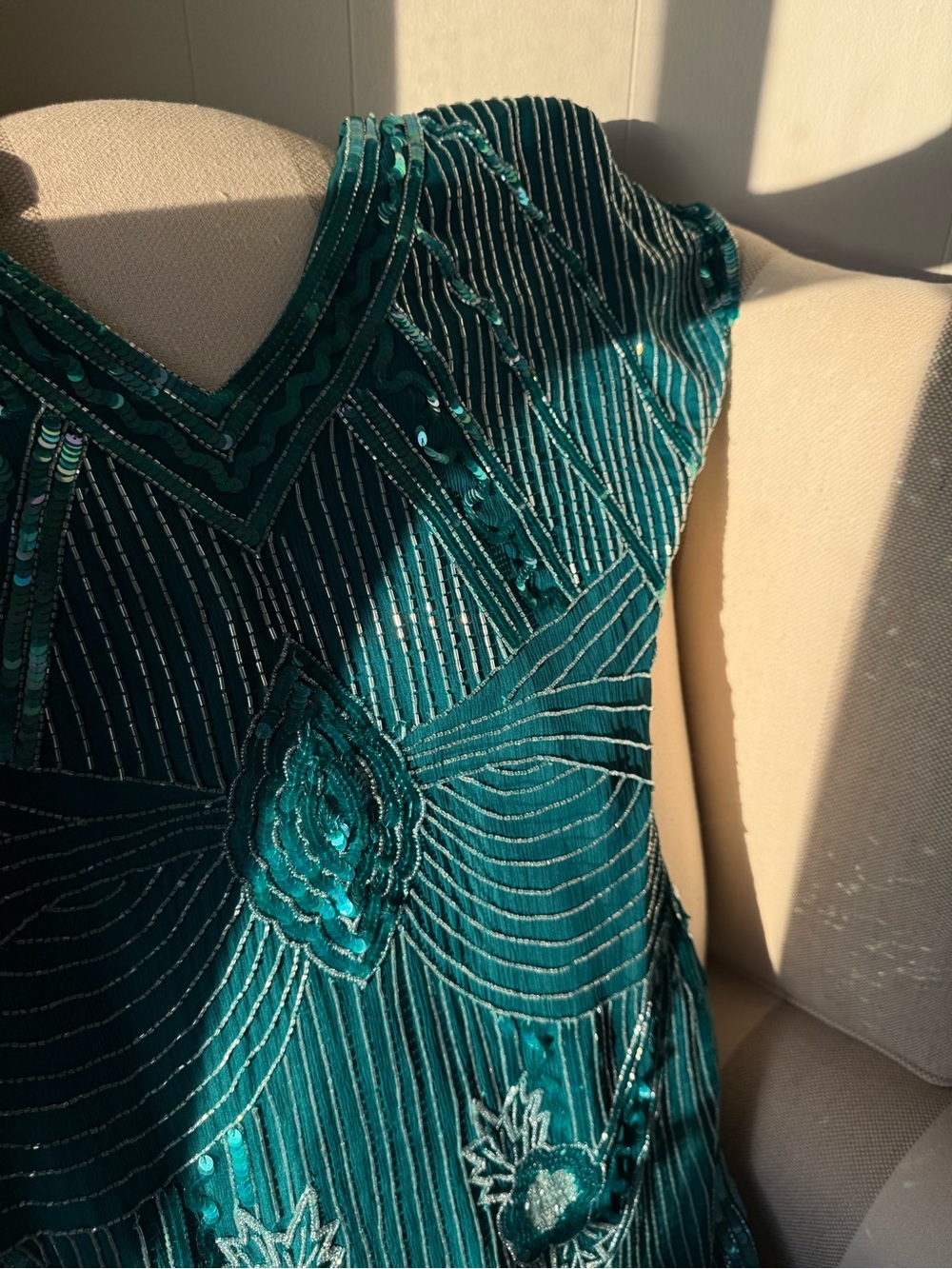 Vintage Silk Sequin Beaded Dress